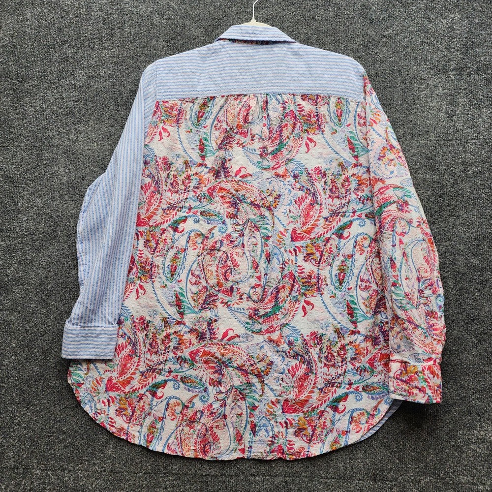 Westbound Women's Patchwork Stripe Paisley Cotton Rayon Button Up Shirt XL - Picture 8 of 8